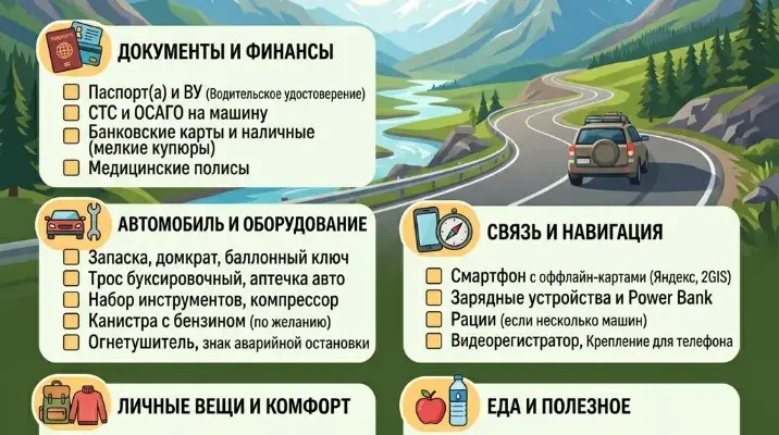 Чек-лист: Что взять с собой в путешествие по Чуйскому тракту
